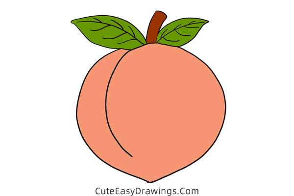 how to draw a peach - www.cuteeasydrawings.com