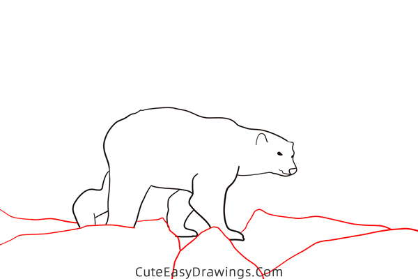 how to draw a polar bear walking - www.cuteeasydrawings.com