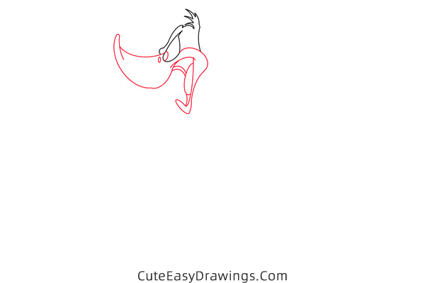 how to draw daffy duck full body - www.cuteeasydrawings.com