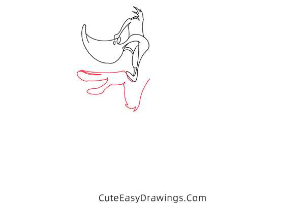 how to draw daffy duck full body - www.cuteeasydrawings.com