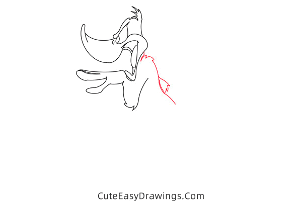 how to draw daffy duck full body - www.cuteeasydrawings.com