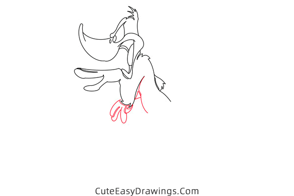 how to draw daffy duck full body - www.cuteeasydrawings.com