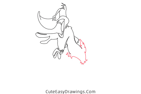 how to draw daffy duck full body - www.cuteeasydrawings.com