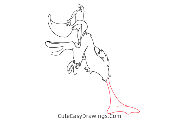 how to draw daffy duck full body - www.cuteeasydrawings.com