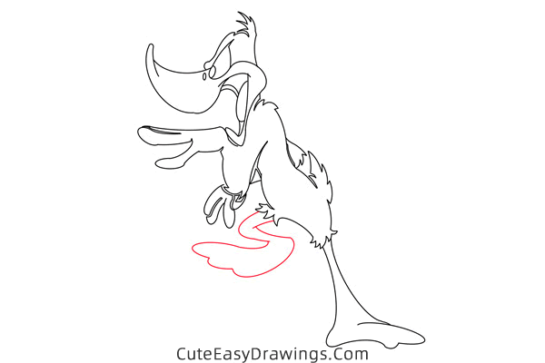 how to draw daffy duck full body - www.cuteeasydrawings.com