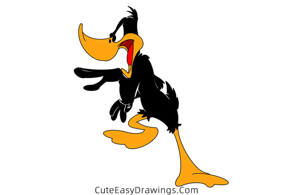 how to draw daffy duck full body - www.cuteeasydrawings.com