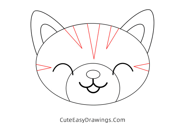 how to draw a cat face - www.cuteeasydrawings.com