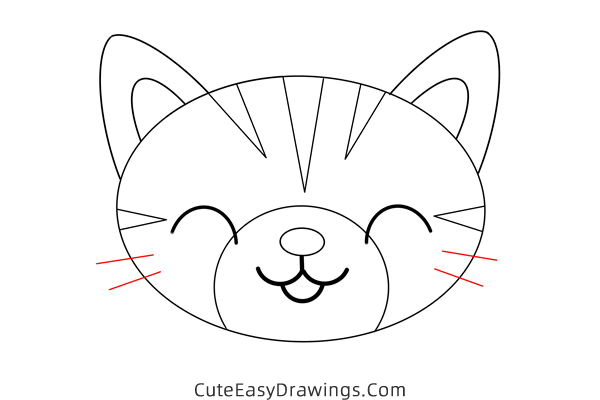 how to draw a cat face - www.cuteeasydrawings.com