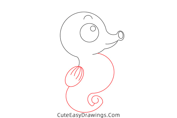 how to draw a seahorse - www.cuteeasydrawings.com