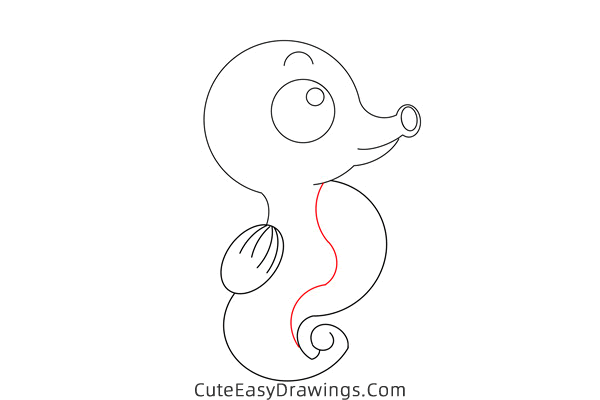 how to draw a seahorse - www.cuteeasydrawings.com