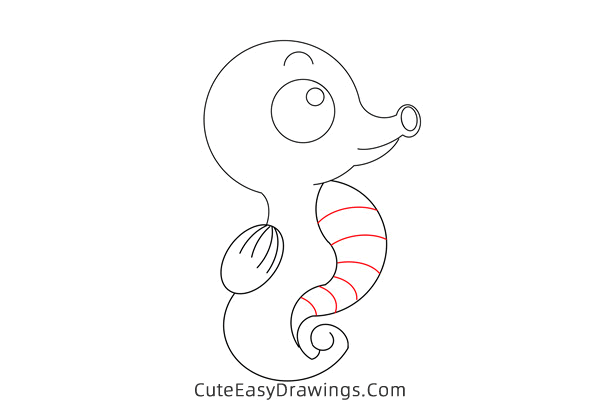 how to draw a seahorse - www.cuteeasydrawings.com