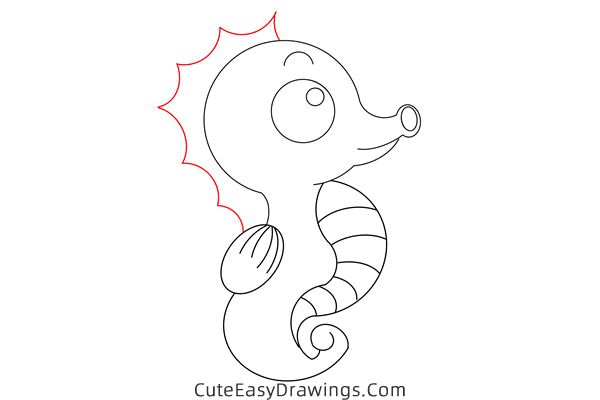 how to draw a seahorse - www.cuteeasydrawings.com