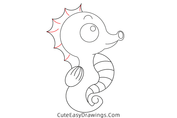 how to draw a seahorse - www.cuteeasydrawings.com