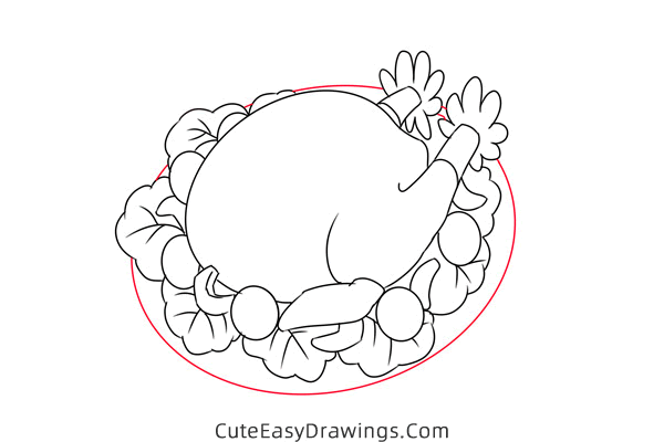 how to draw a turkey on a plate - www.cuteeasydrawings.com