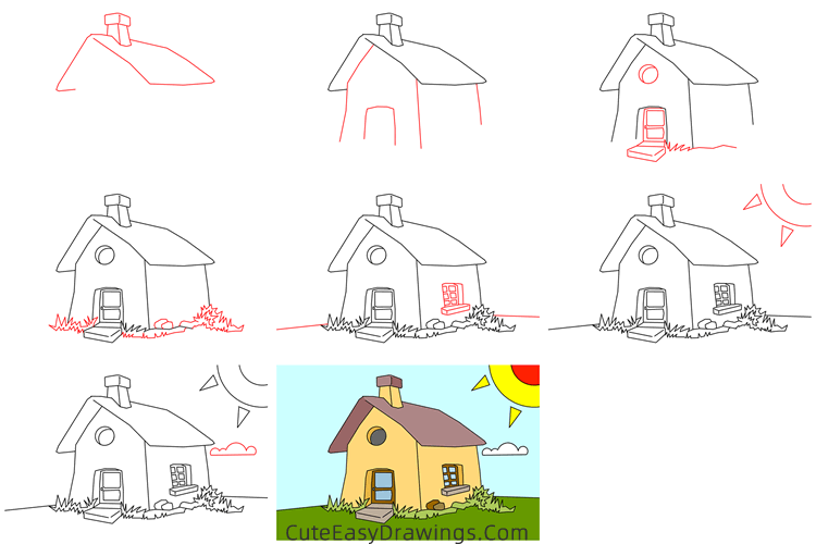 how to draw a cabin easy - www.cuteeasydrawings.com