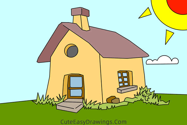 how to draw a cabin easy - www.cuteeasydrawings.com