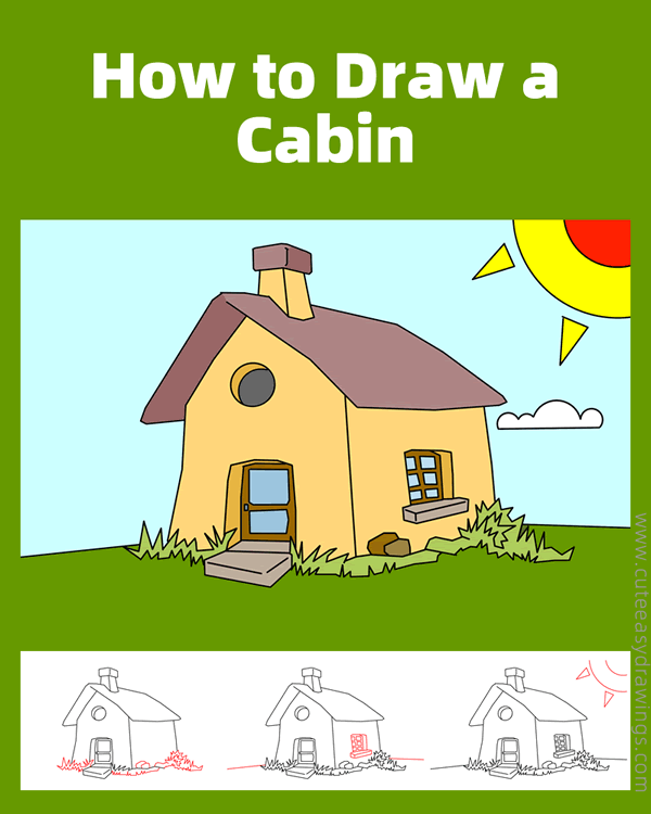 how to draw a cabin easy - www.cuteeasydrawings.com