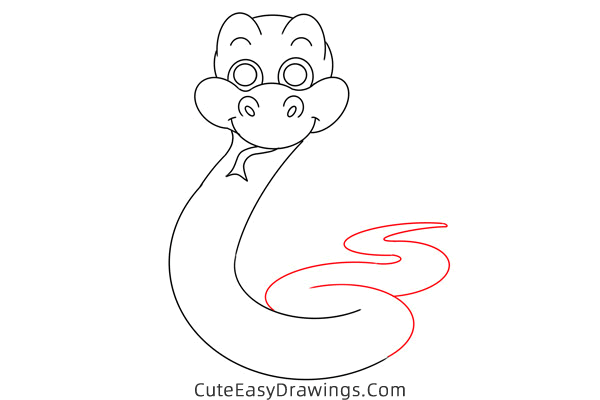 how to draw a cute snake - www.cuteeasydrawings.com