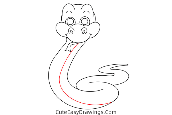 how to draw a cute snake - www.cuteeasydrawings.com