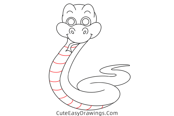 how to draw a cute snake - www.cuteeasydrawings.com