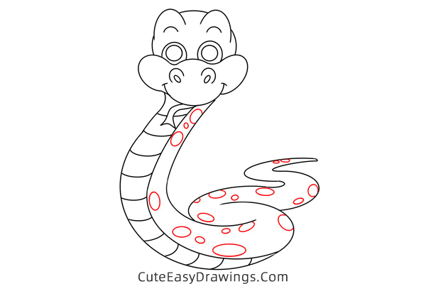 how to draw a cute snake - www.cuteeasydrawings.com