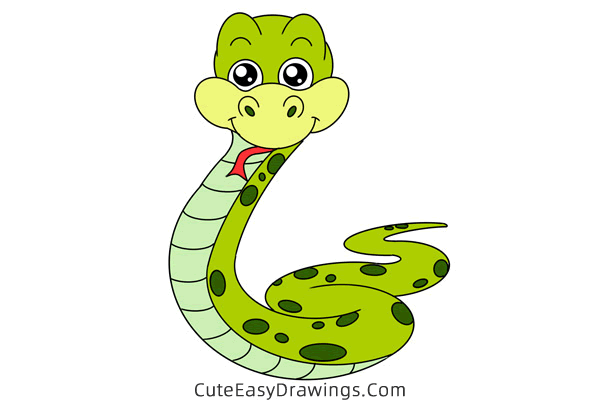 how to draw a cute snake - www.cuteeasydrawings.com