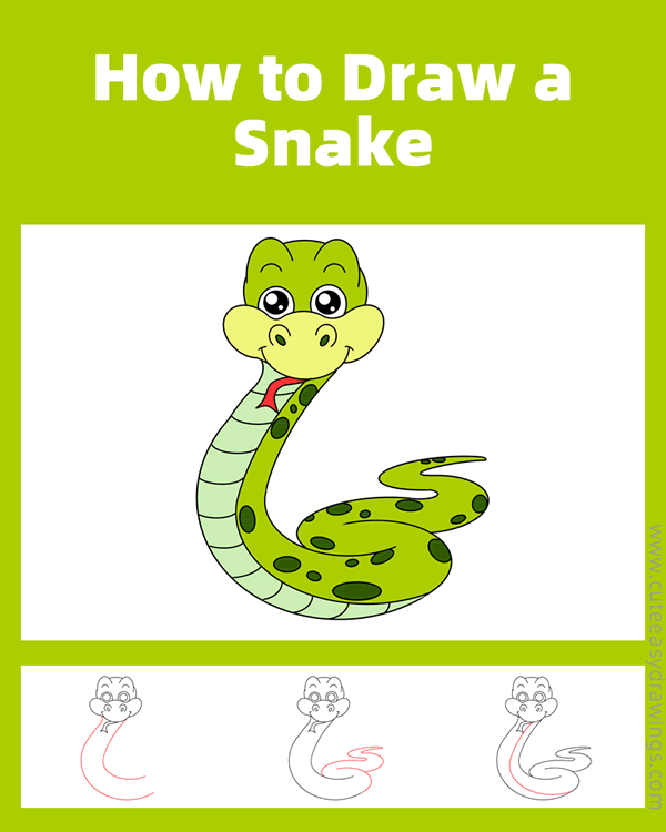 how to draw a cute snake - www.cuteeasydrawings.com