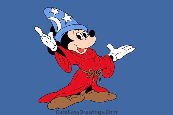 how to draw mickey mouse from fantasia - www.cuteeasydrawings.com