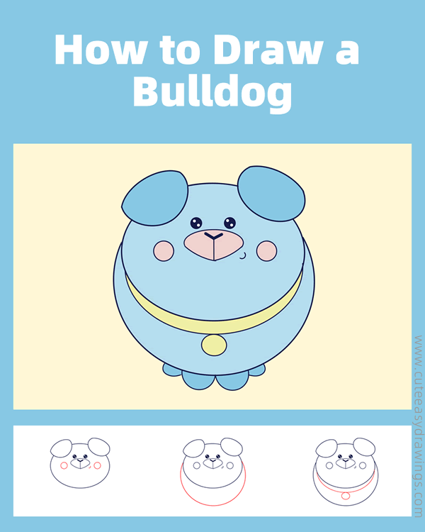 how to draw a bulldog - www.cuteeasydrawings.com