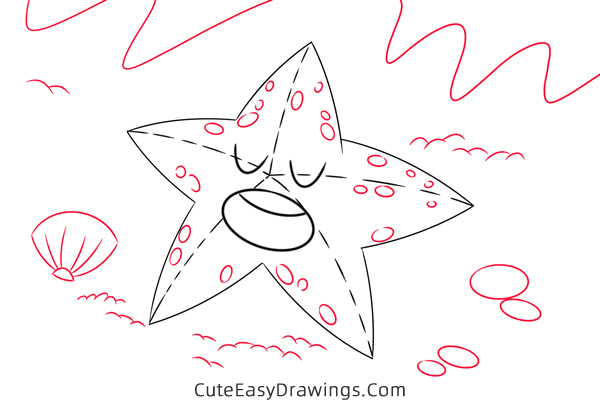 how to draw a starfish - www.cuteeasydrawings.com