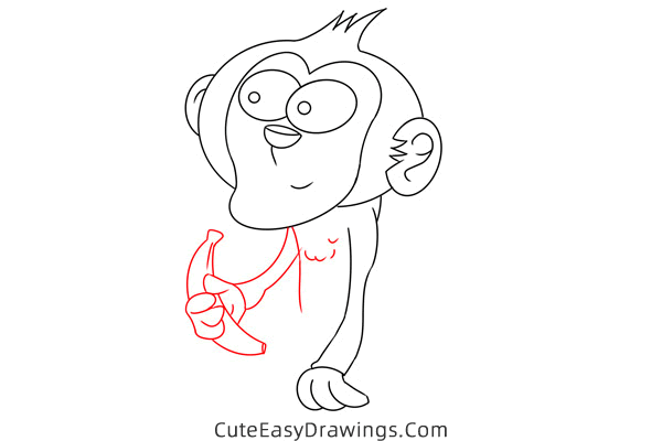 how to draw a monkey with a banana - www.cuteeasydrawings.com