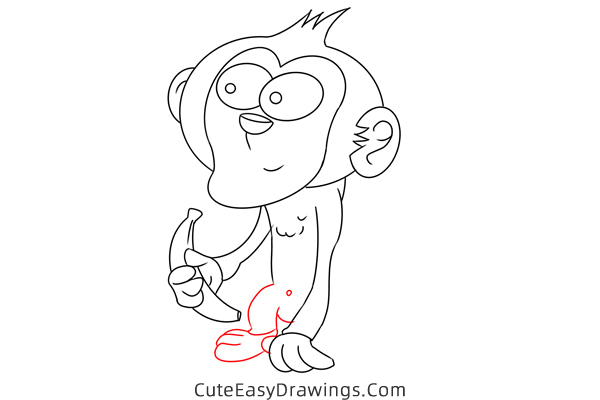 how to draw a monkey with a banana - www.cuteeasydrawings.com