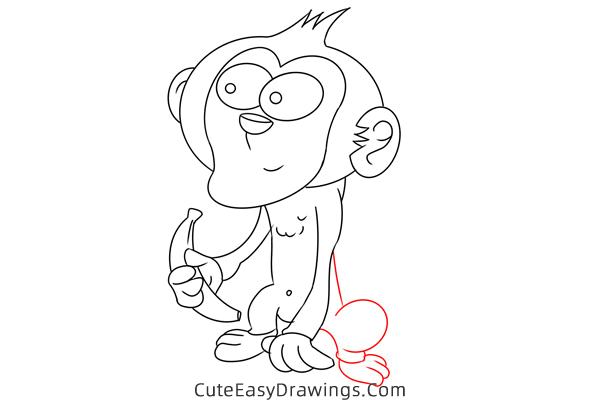 how to draw a monkey with a banana - www.cuteeasydrawings.com