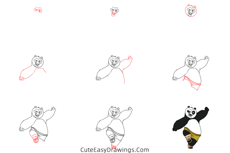 how to draw po from kung fu panda - www.cuteeasydrawings.com