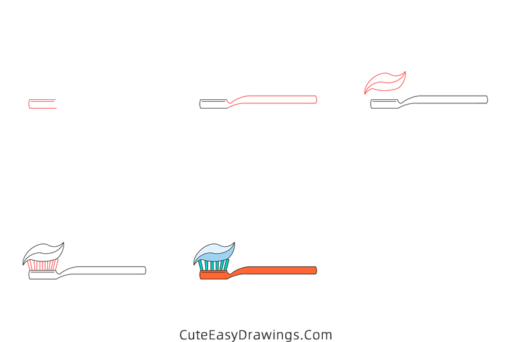 how to draw a toothbrush - www.cuteeasydrawings.com