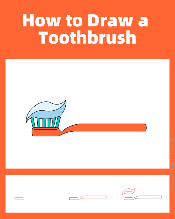 how to draw a toothbrush - www.cuteeasydrawings.com