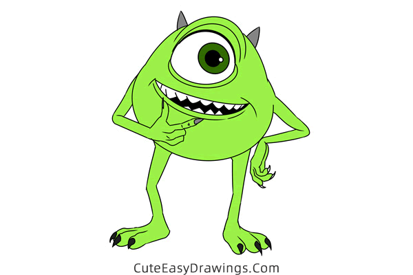 how to draw mike wazowski - www.cuteeasydrawings.com