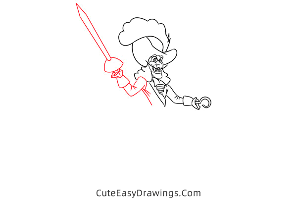 how to draw captain hook - www.cuteeasydrawings.com