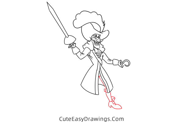 how to draw captain hook - www.cuteeasydrawings.com