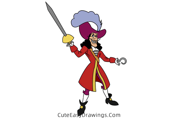 how to draw captain hook - www.cuteeasydrawings.com