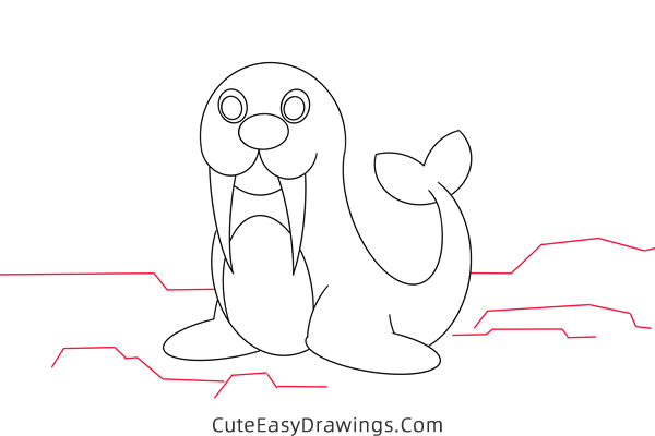 how to draw a walrus easy - www.cuteeasydrawings.com