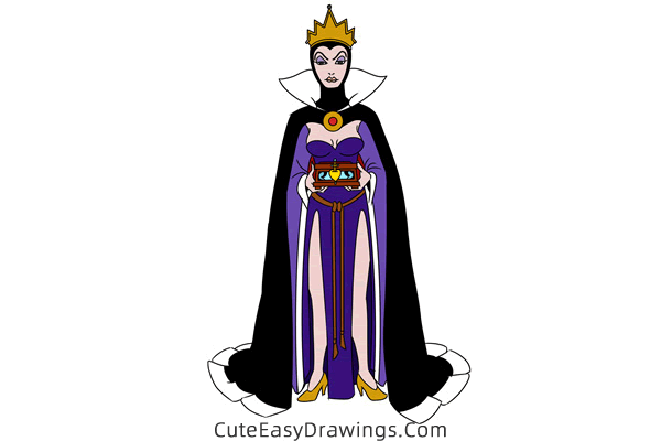 how to draw the evil queen - www.cuteeasydrawings.com