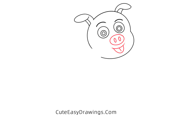 how to draw a cartoon pig - www.cuteeasydrawings.com