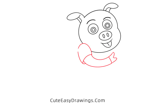 how to draw a cartoon pig - www.cuteeasydrawings.com