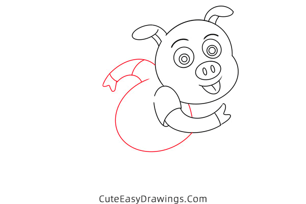 how to draw a cartoon pig - www.cuteeasydrawings.com