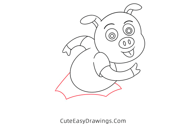 how to draw a cartoon pig - www.cuteeasydrawings.com