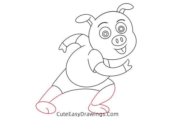 how to draw a cartoon pig - www.cuteeasydrawings.com