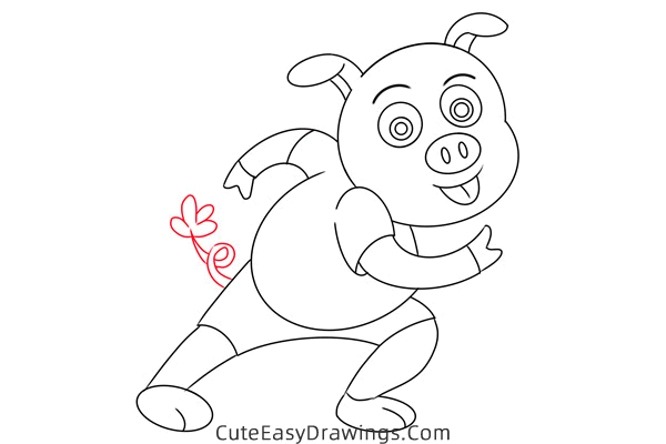 how to draw a cartoon pig - www.cuteeasydrawings.com