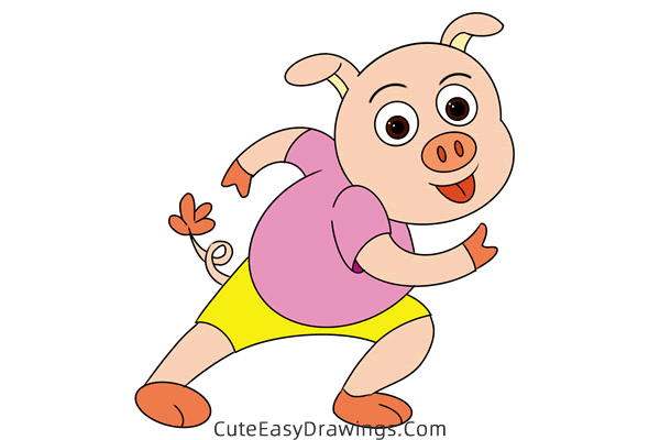 how to draw a cartoon pig - www.cuteeasydrawings.com