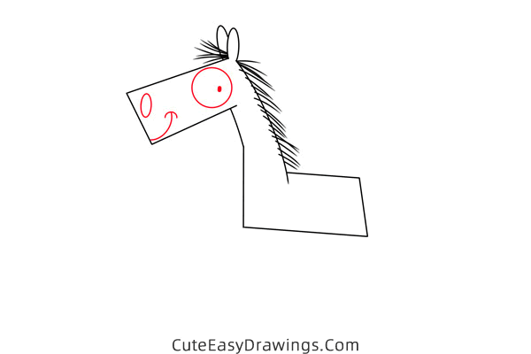 how to draw a donkey easy - www.cuteeasydrawings.com